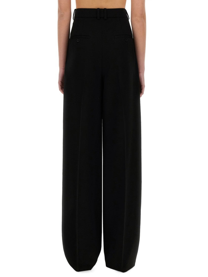 Saint Laurent Wide-Leg Pants In Grain De Poudre