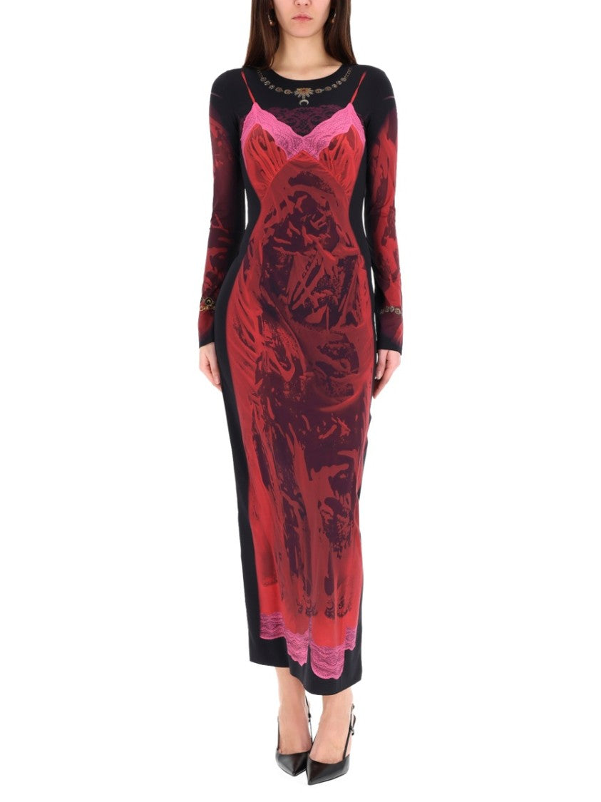 Marine Serre Black Wet Nuisette Polyamide-Blend Midi Dress