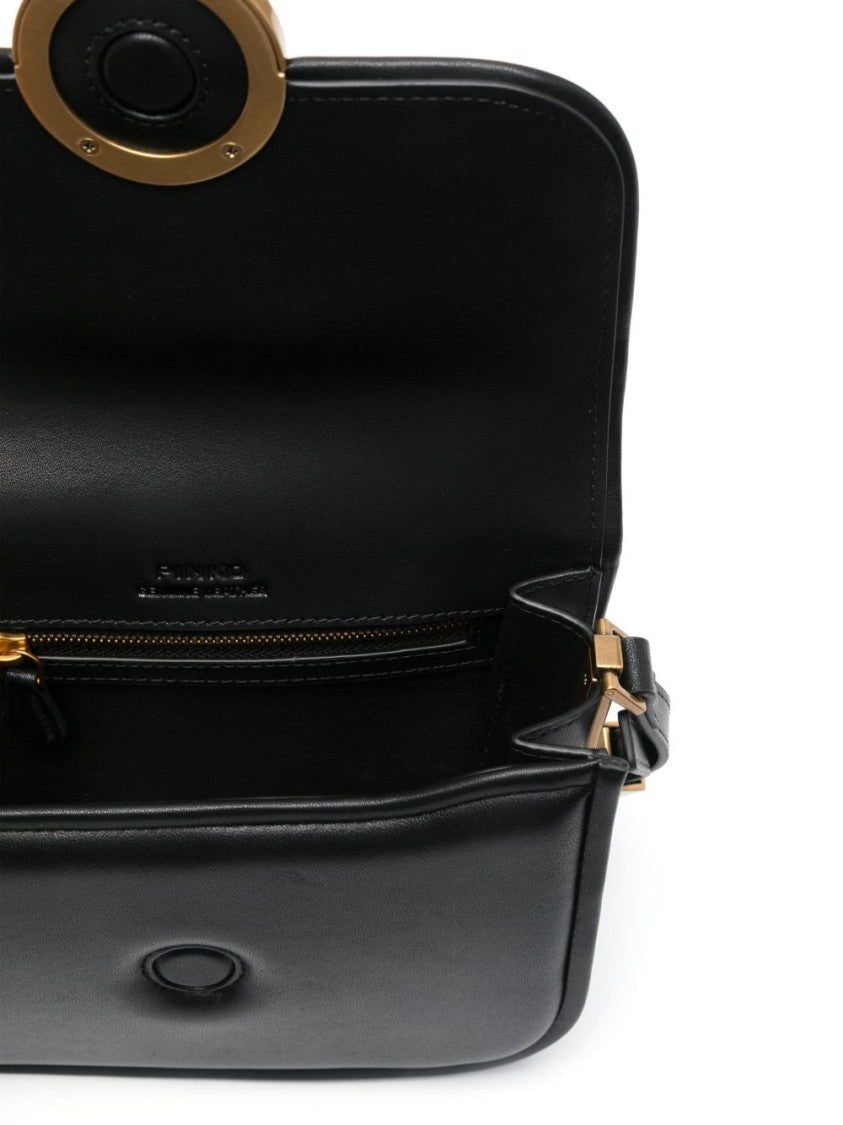Pinko Black Leather Crossbody Bag