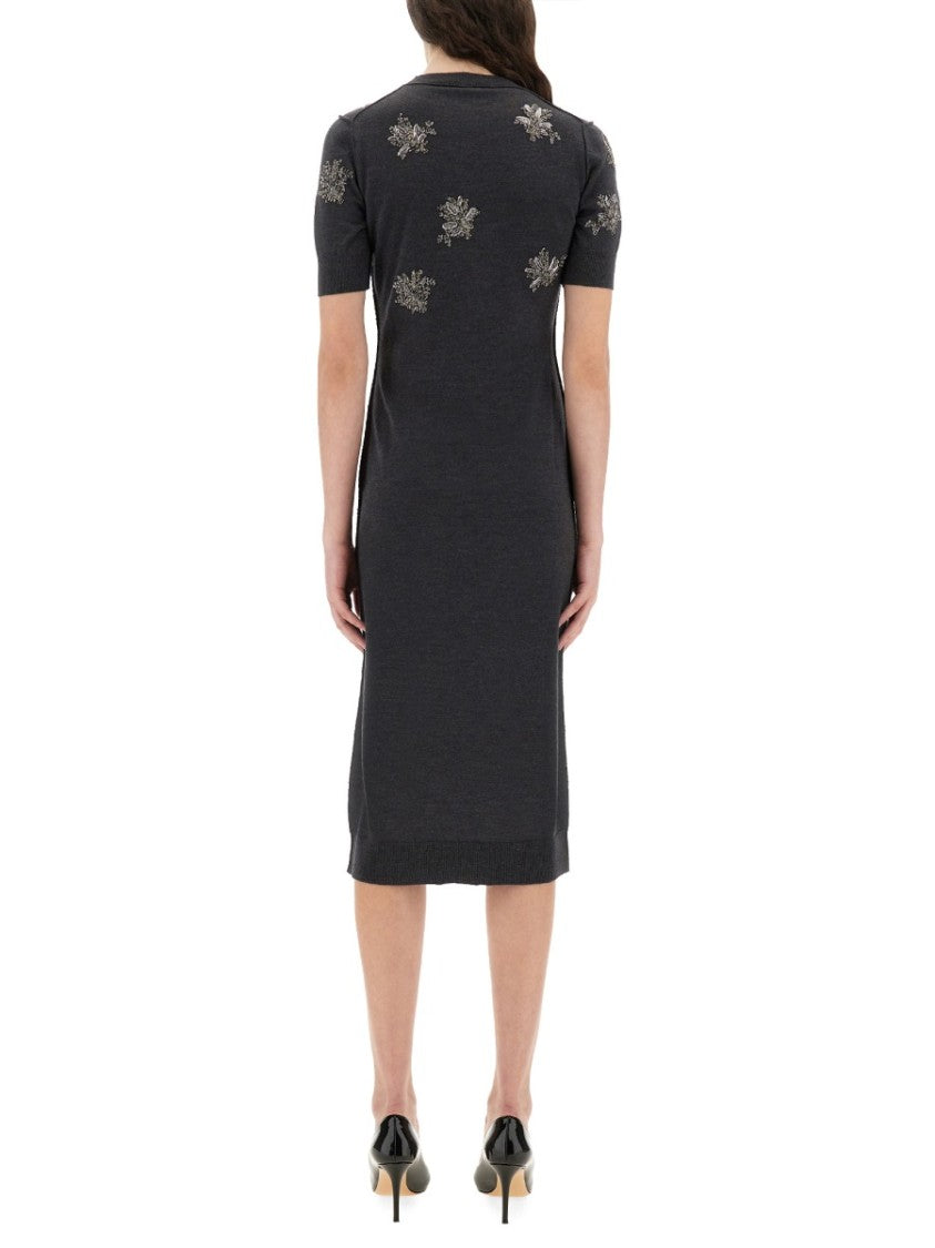 Fendi Slim-Fit Grey Wool Dress
