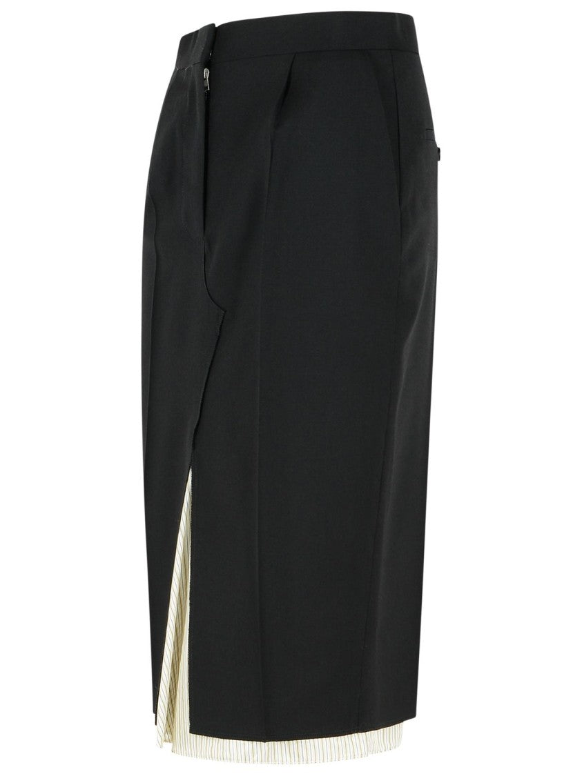 Marni Midi Skirt In Cool Black Virgin Wool