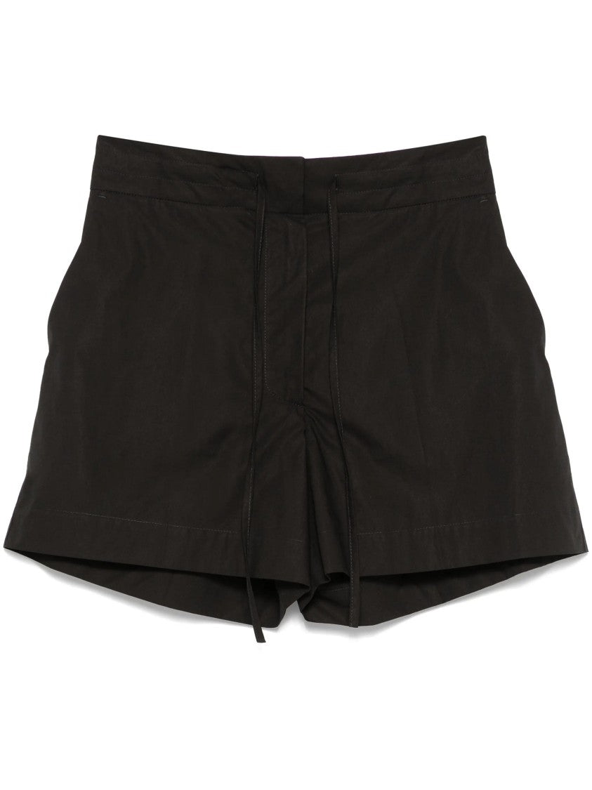 P.A.R.O.S.H. Black Mid Rise Drawstring Cotton Shorts
