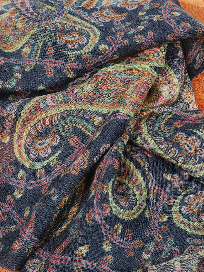 Etro Tosca Intricate Paisley Fringed Scarf