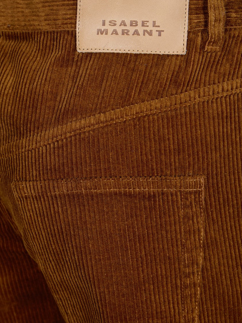 Isabel Marant Ruthie-Gb Cropped Brown Corduroy Straight-Leg Pants