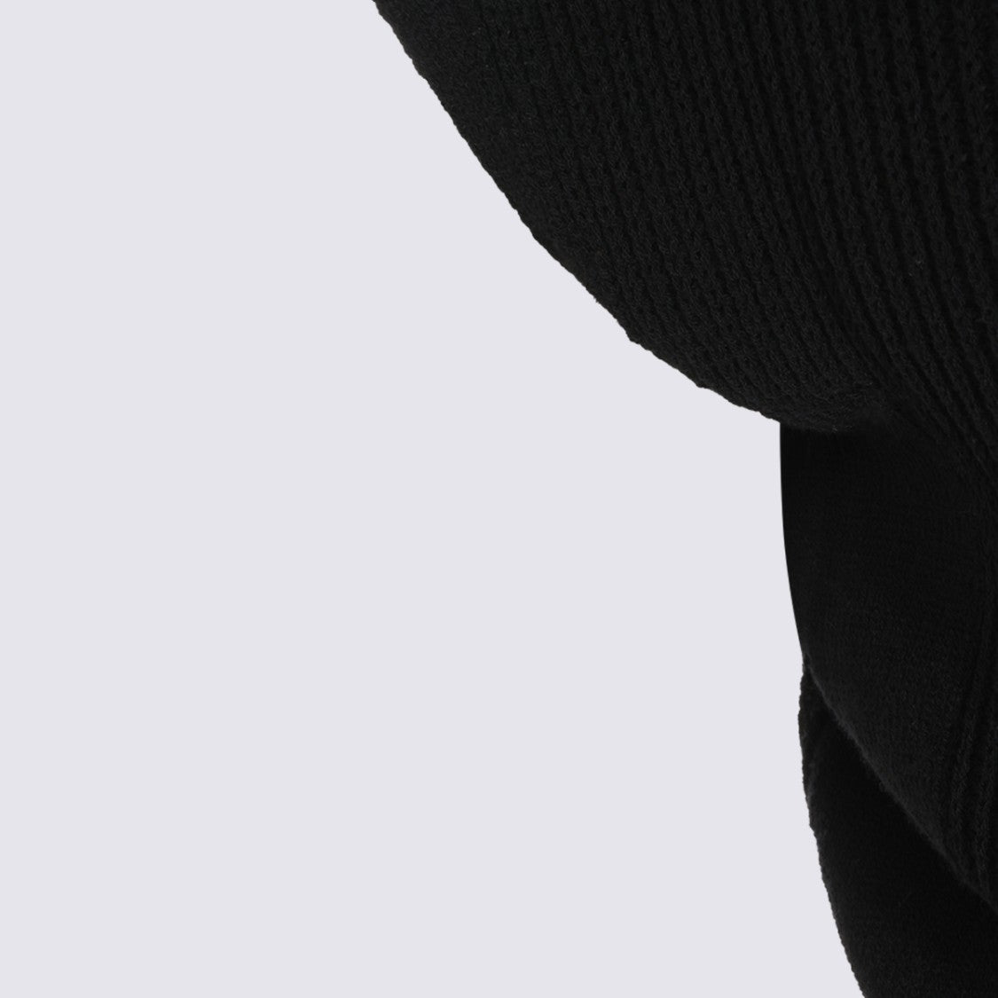 Rick Owens Cropped Black Sweater With High Turtleneck And Ribbed Texture