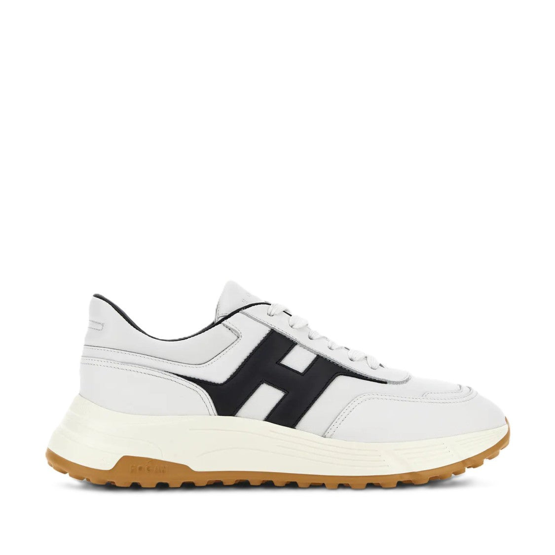 Hogan White Black Logo Textured Sole Sneakers