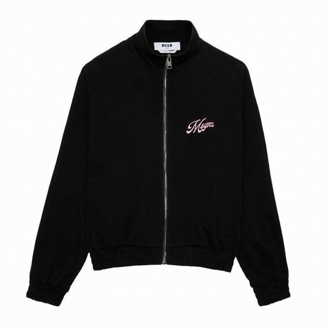 Msgm High-Collar Zip-Up Sweatshirt With Relaxed Fit And Embroidered Logo