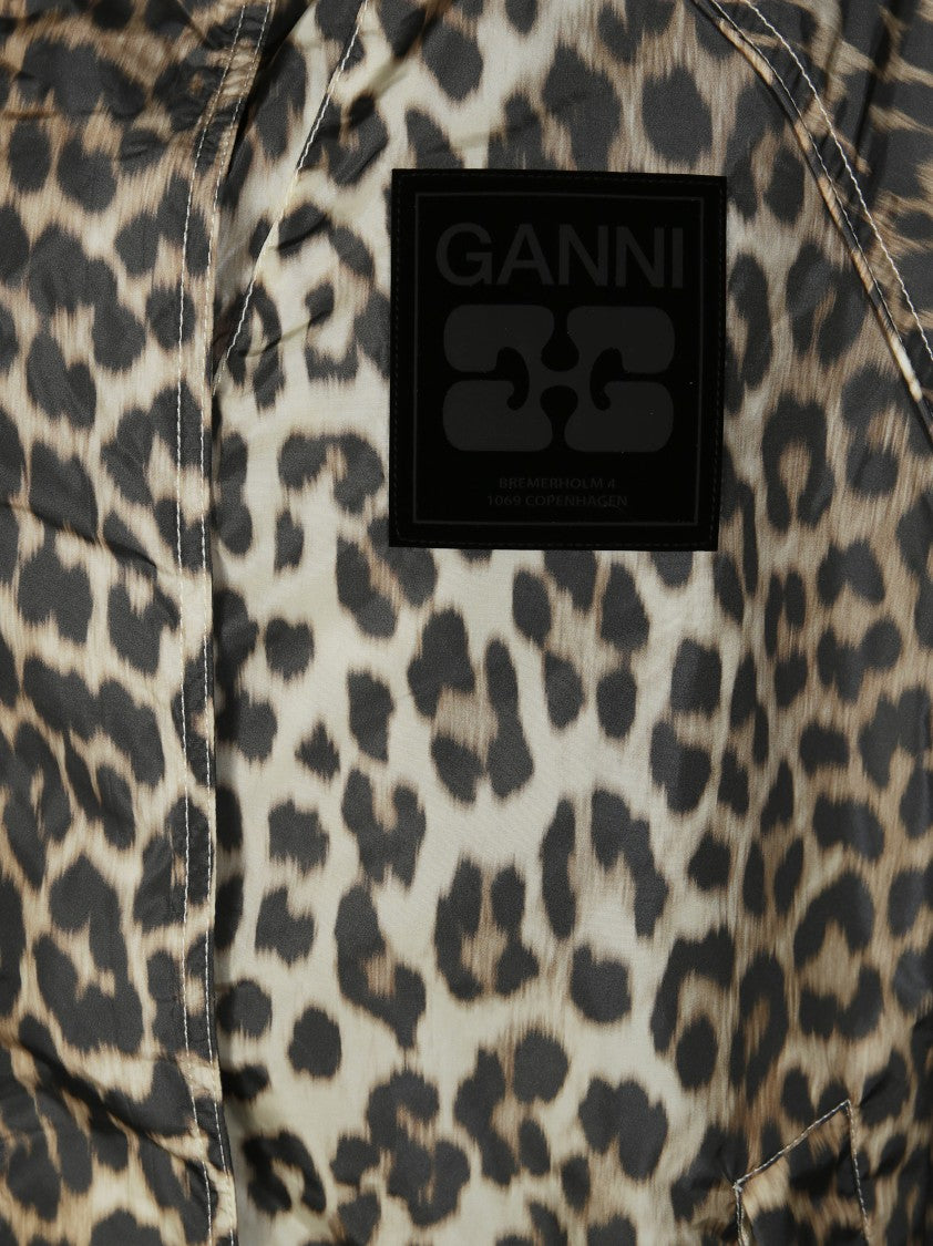 Ganni Bold Leopard Print Flyweight Nylon Jacket