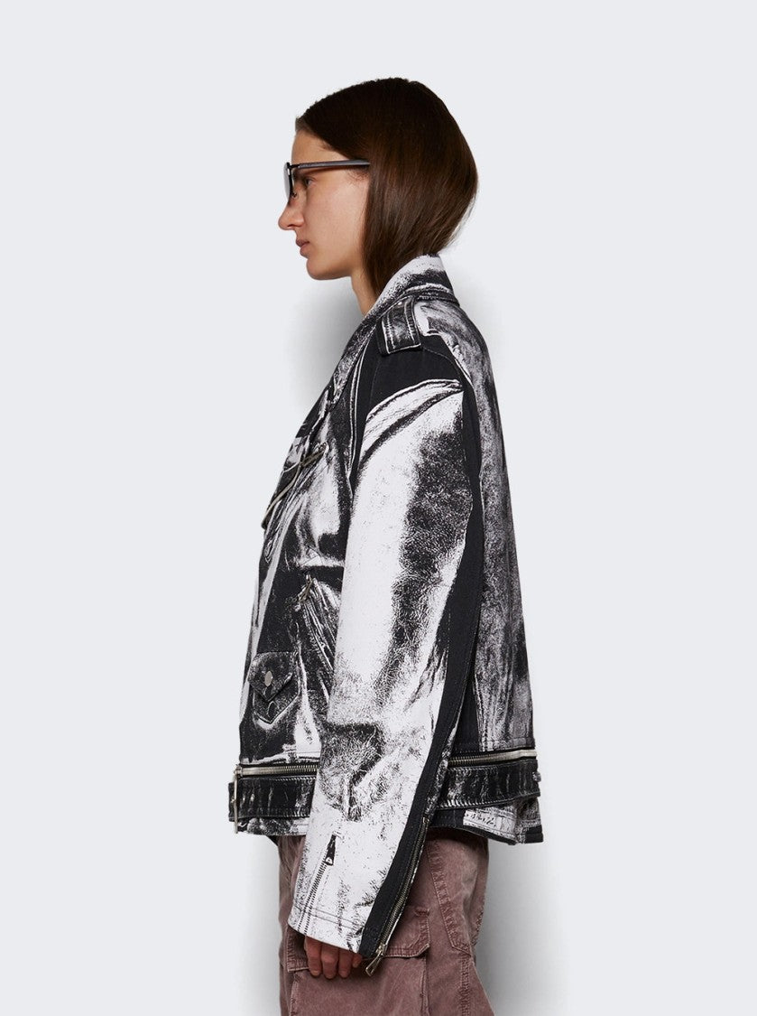 Jean Paul Gaultier Trompe-Lâoeil Perfecto Cotton Canvas Jacket Black And White