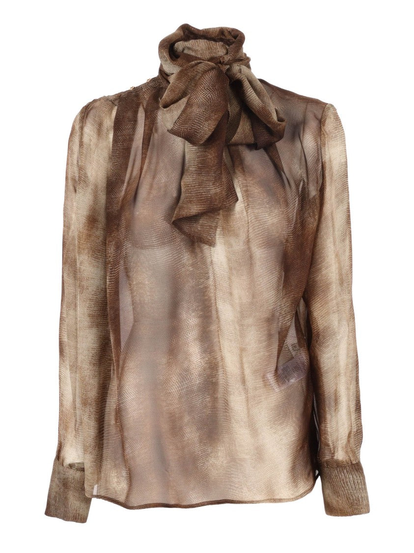 Elisabetta Franchi Silk Blouse With Bow Detail