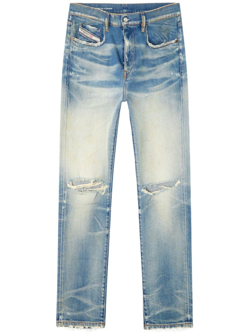 Diesel Powder Blue Tapered Jeans With Classic Five-Pocket Design