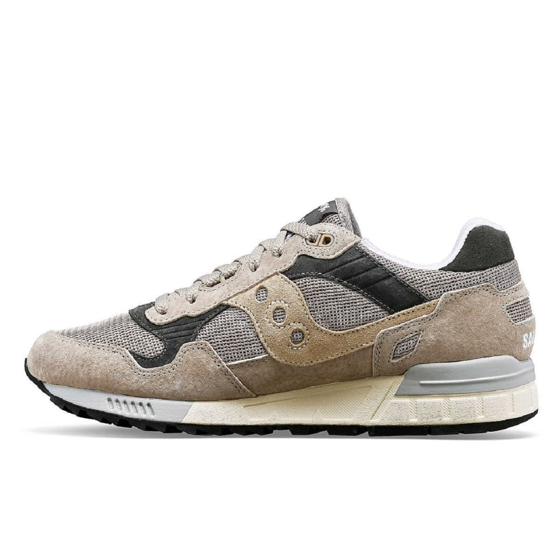 Saucony Beige Suede And Mesh Sneakers With Cushioned Sole