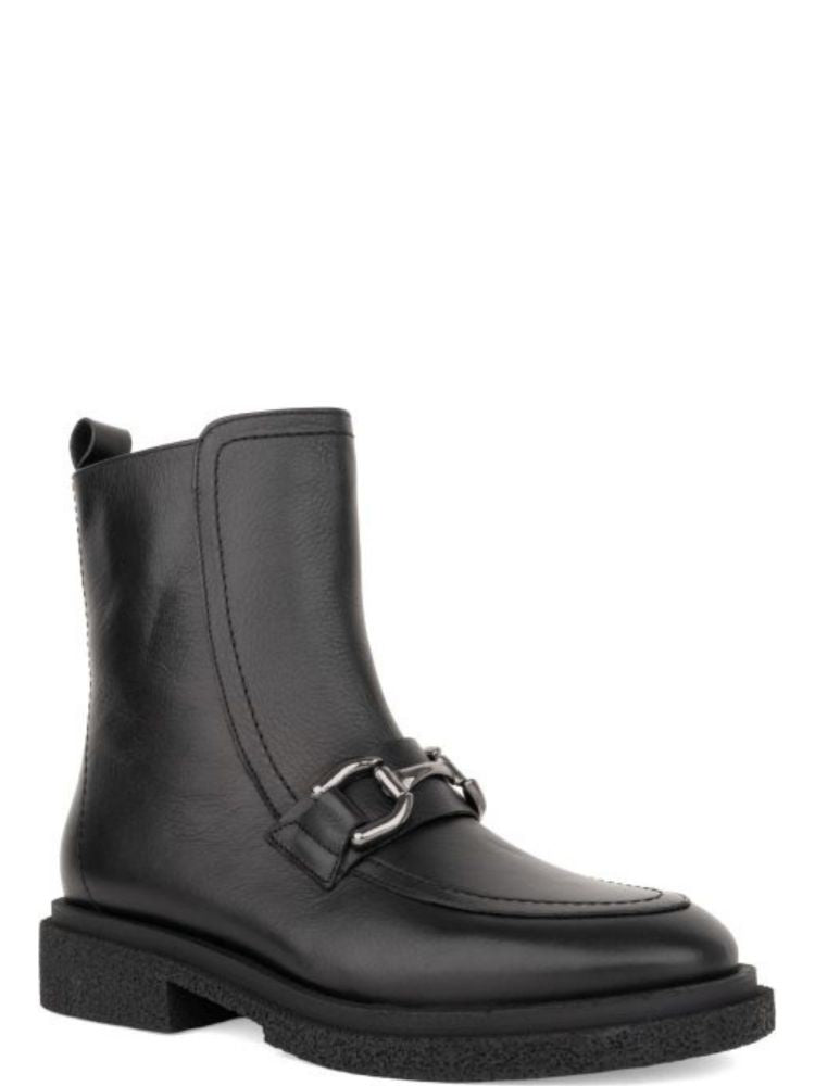 Sergio Moretti Black Minimalist Silver Detail Leather Ankle Boots