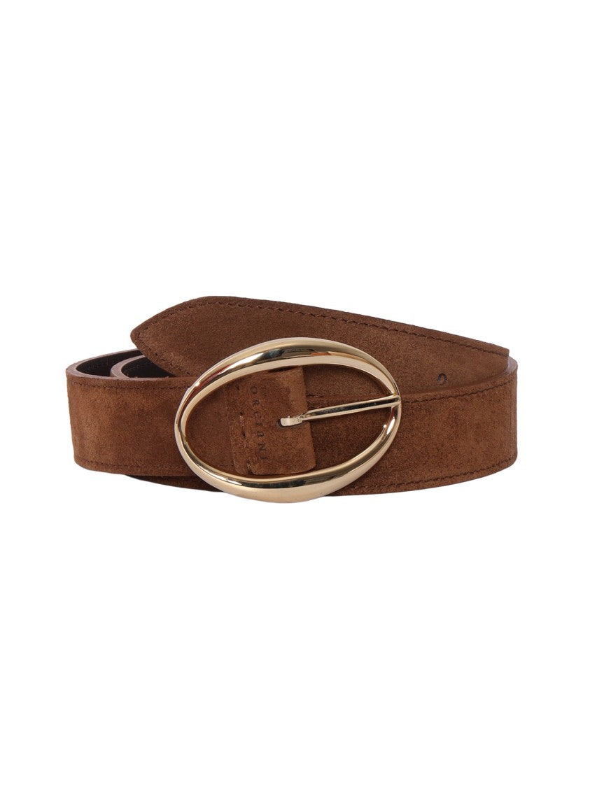 Claudio Orciani Suede Calf Gold Buckle Belt