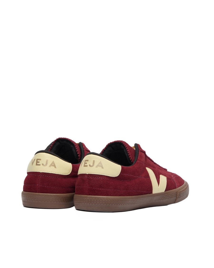 Veja Suede Burgundy Sneakers With Cream Accents And Translucent Sole
