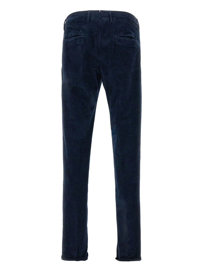 Incotex Blue Textured Corduroy Straight-Leg Pants