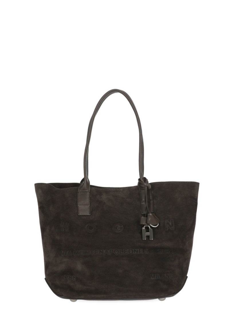 Hogan Rich Brown Suede Leather Shoulder Bag