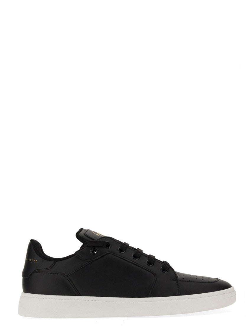 Giuseppe Zanotti Black Leather Sneakers With Embossed Logo