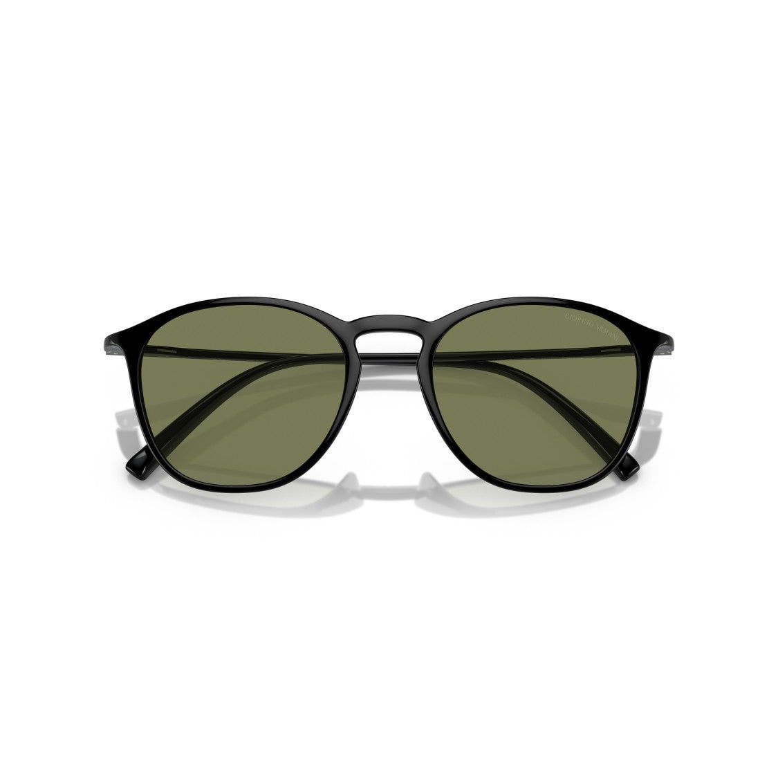 Giorgio Armani 0Ar8186u Rounded Square Black Nylon Sunglasses With Olive Green Lenses