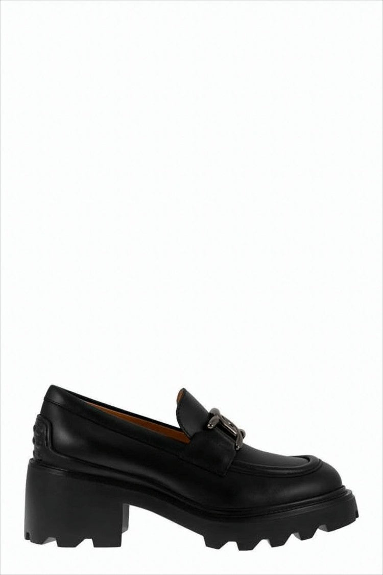 Tod's Chunky Leather Loafers With Prominent Metal Chain Detail