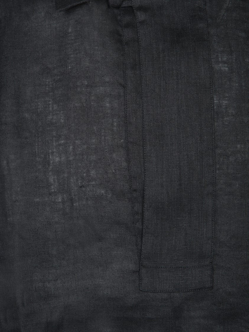 Tagliatore Long Sleeve Black Linen Shirt