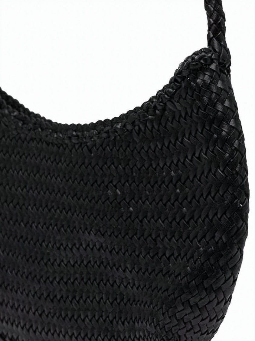 Dragon Diffusion Crescent-Shaped Woven Leather Shoulder Bag