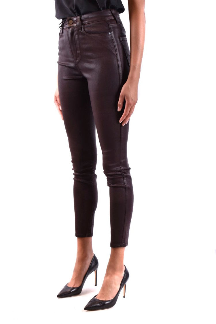 Paige Cropped Slim-Fit Jeans With Coated Finish
