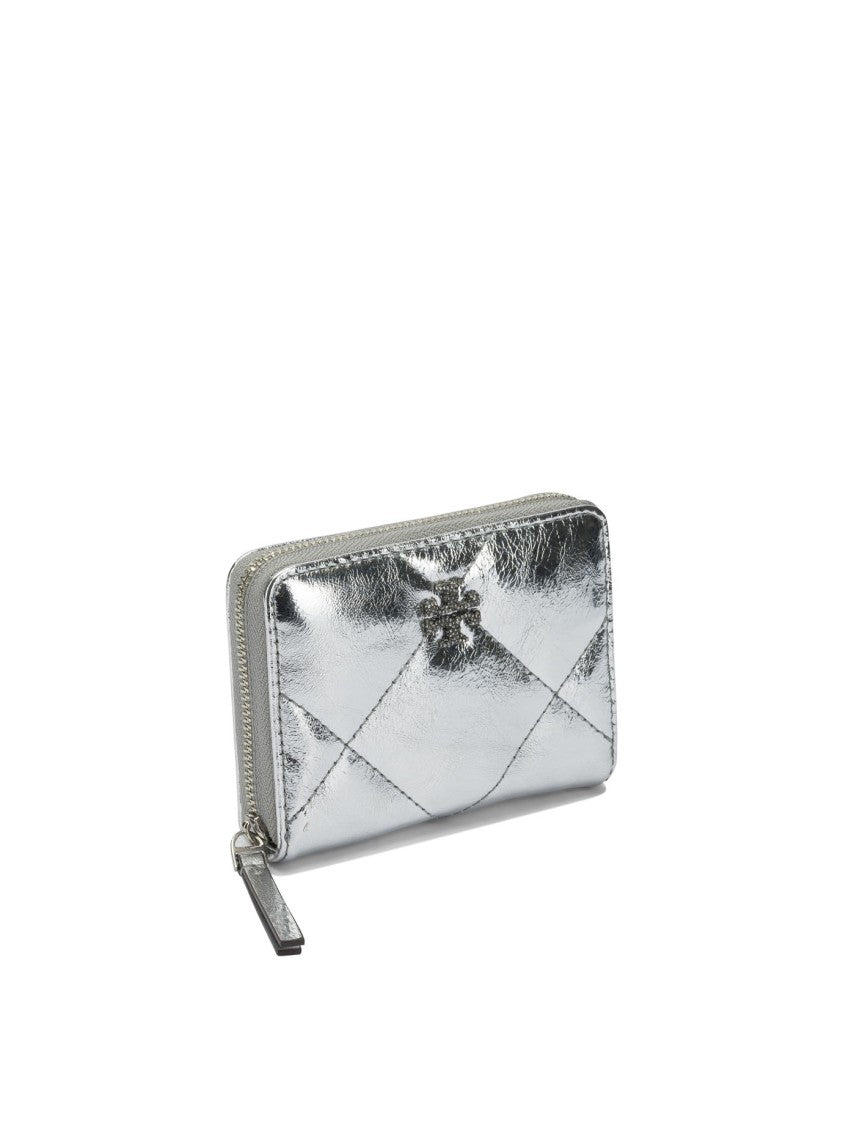 Tory Burch Quilted Silver Cow Leather Wallet