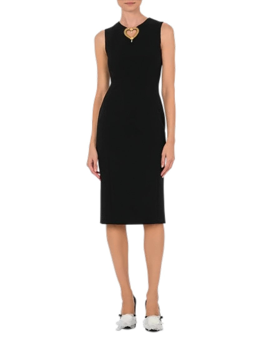 Moschino Black Stretch Crepe Sheath Dress