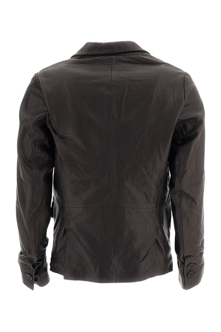Bergfabel Brown Leather Tyrol Drop-Shoulder Jacket