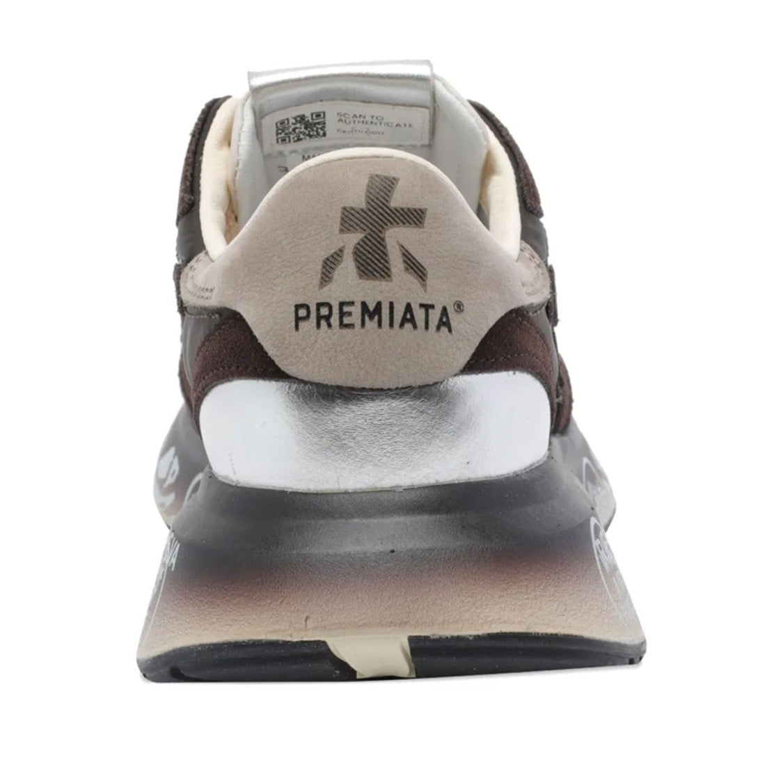Premiata Brown Goat Leather Suede Overlay Sneakers