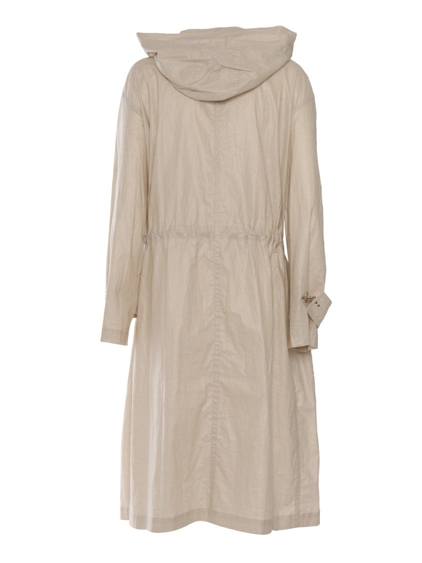 Fay Long Hooded Parka With Cinched Waist