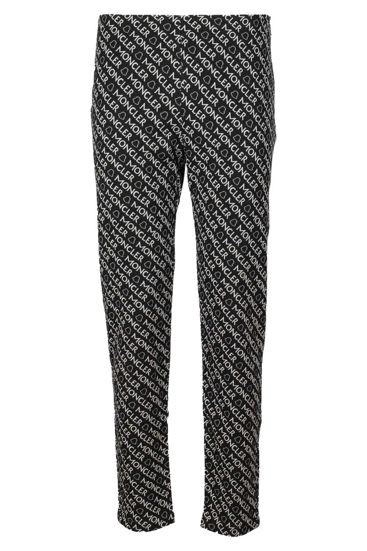 Moncler Fitted Black Logo Print Leggings