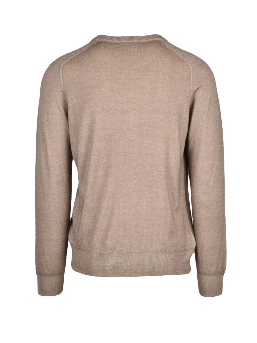 Etro Brown Raglan Sleeves Wool Crewneck Sweater