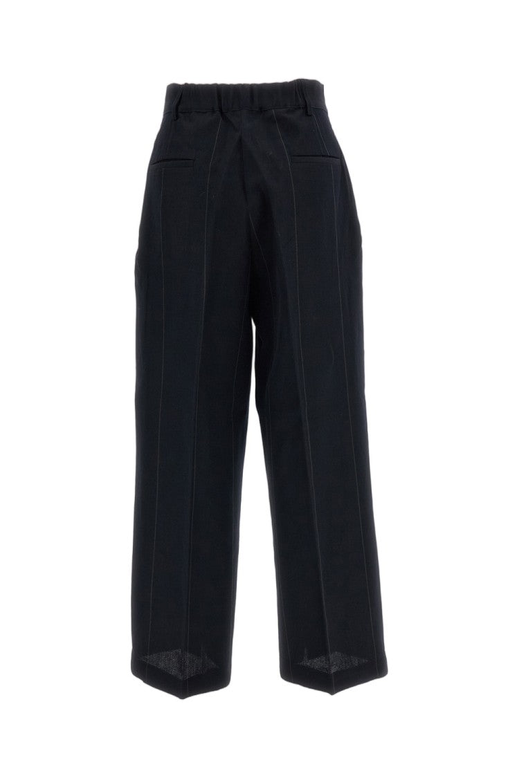 Bergfabel Multicolor Rebby Pinstripe Wool-Linen Wide-Leg Pants
