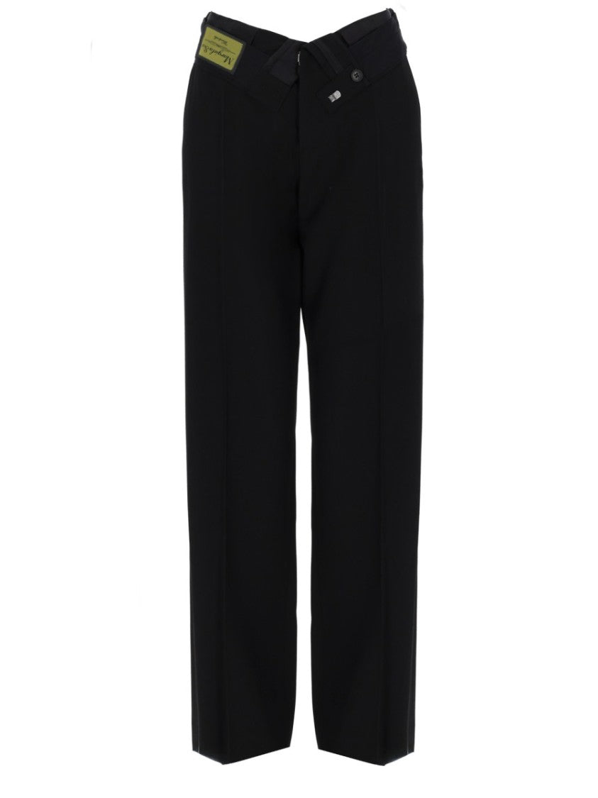 Mm6 By Maison Margiela Neutrals Cross-Over Waistband Straight-Leg Pants