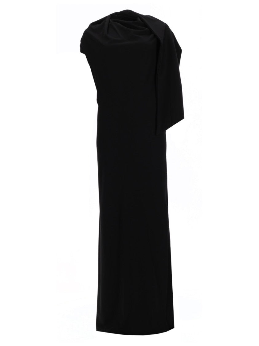 The Garment Draped Shoulder Scarf Floor Maxi Dress