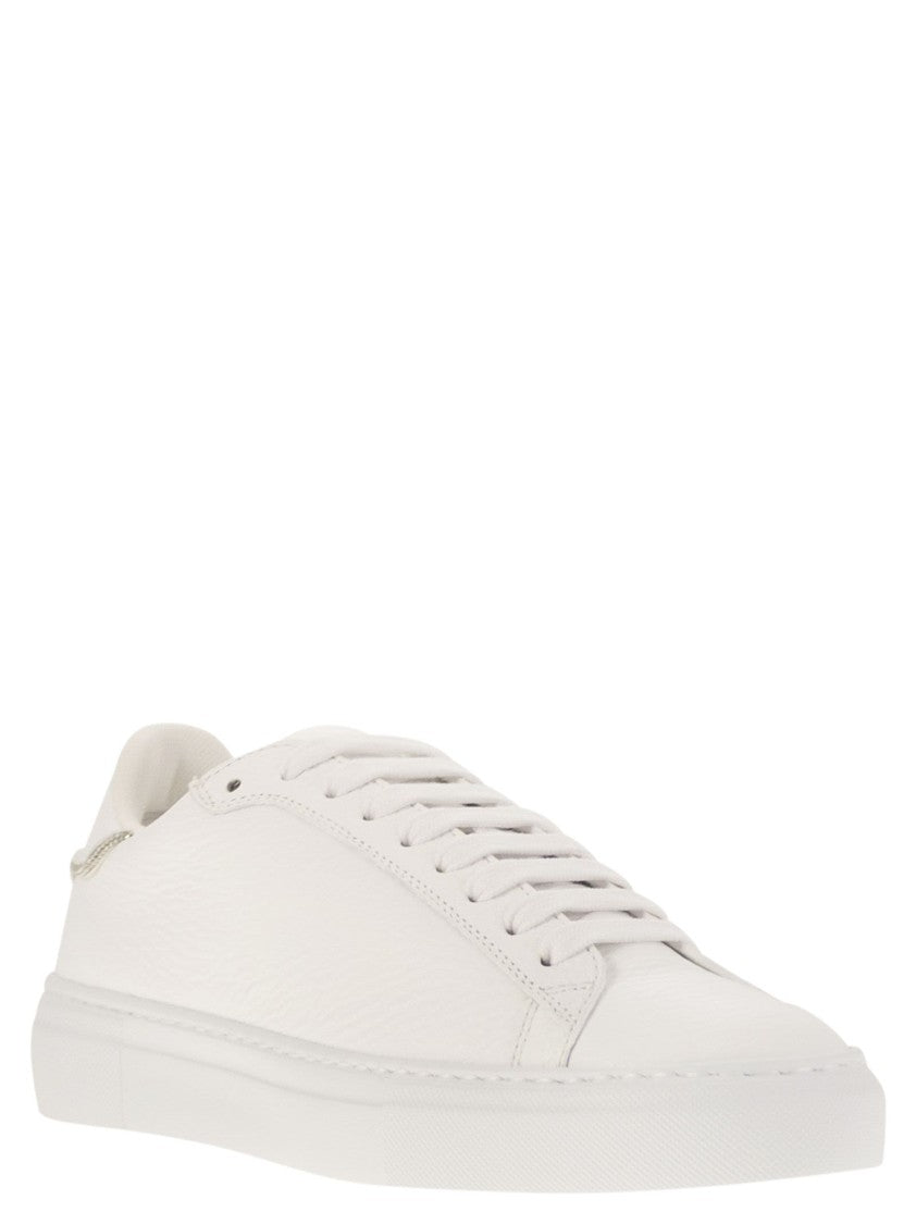 Fabiana Filippi Leather Trainers With Diamond Thread