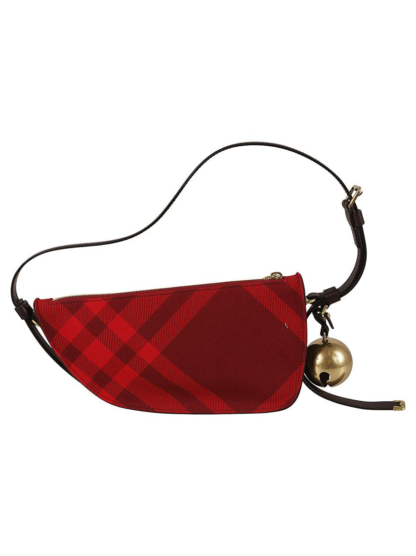 Burberry Curved Plaid Bag With Gold Bell Accent