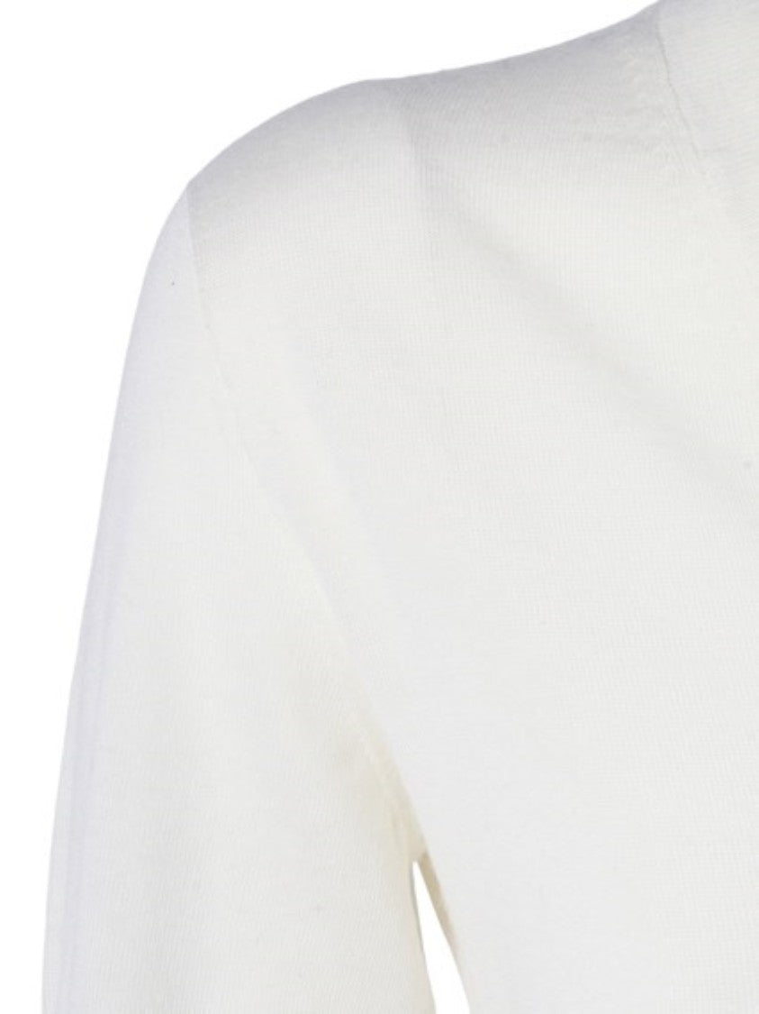 Max Mara Ivory Knit Top With Subtle V-Neckline