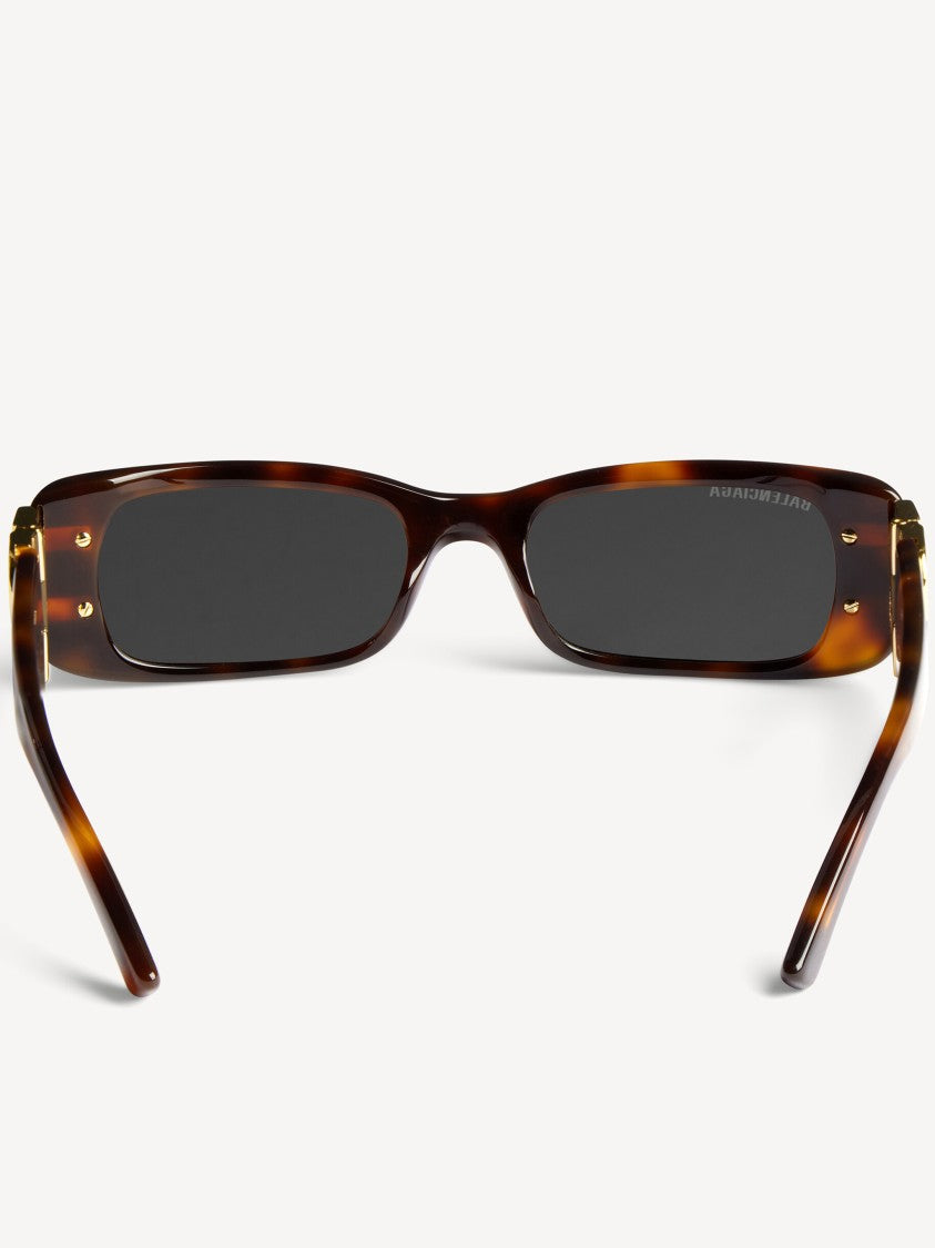 Balenciaga Tortoiseshell Dynasty Rectangle Logo Sunglasses