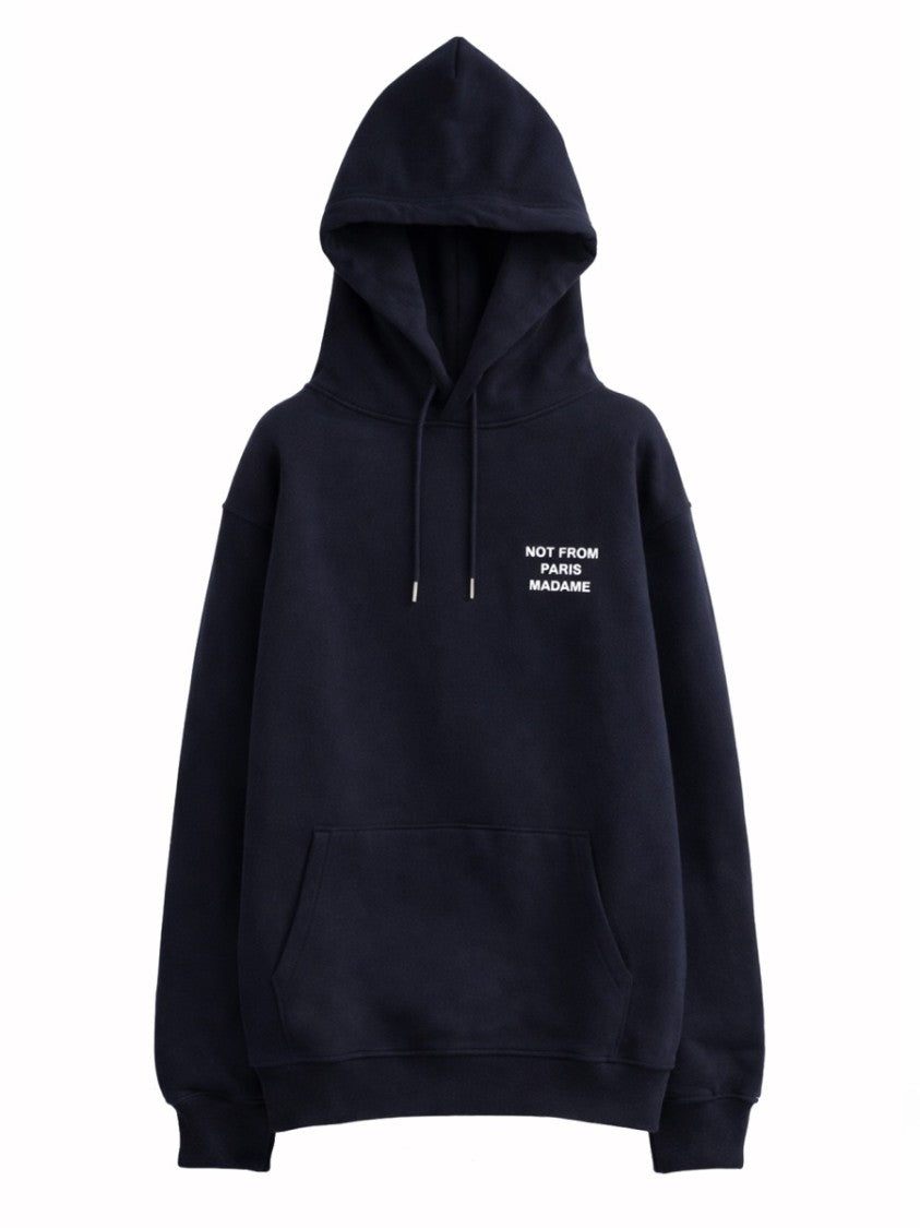 Drôle De Monsieur Neutrals Slogan Graphic Kangaroo Pocket Hoodie