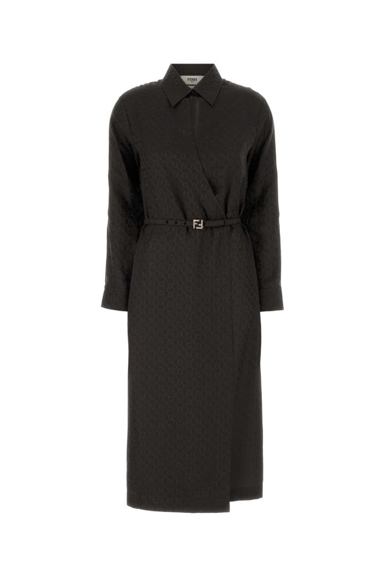 Fendi Brown Jacquard Shirt Dress