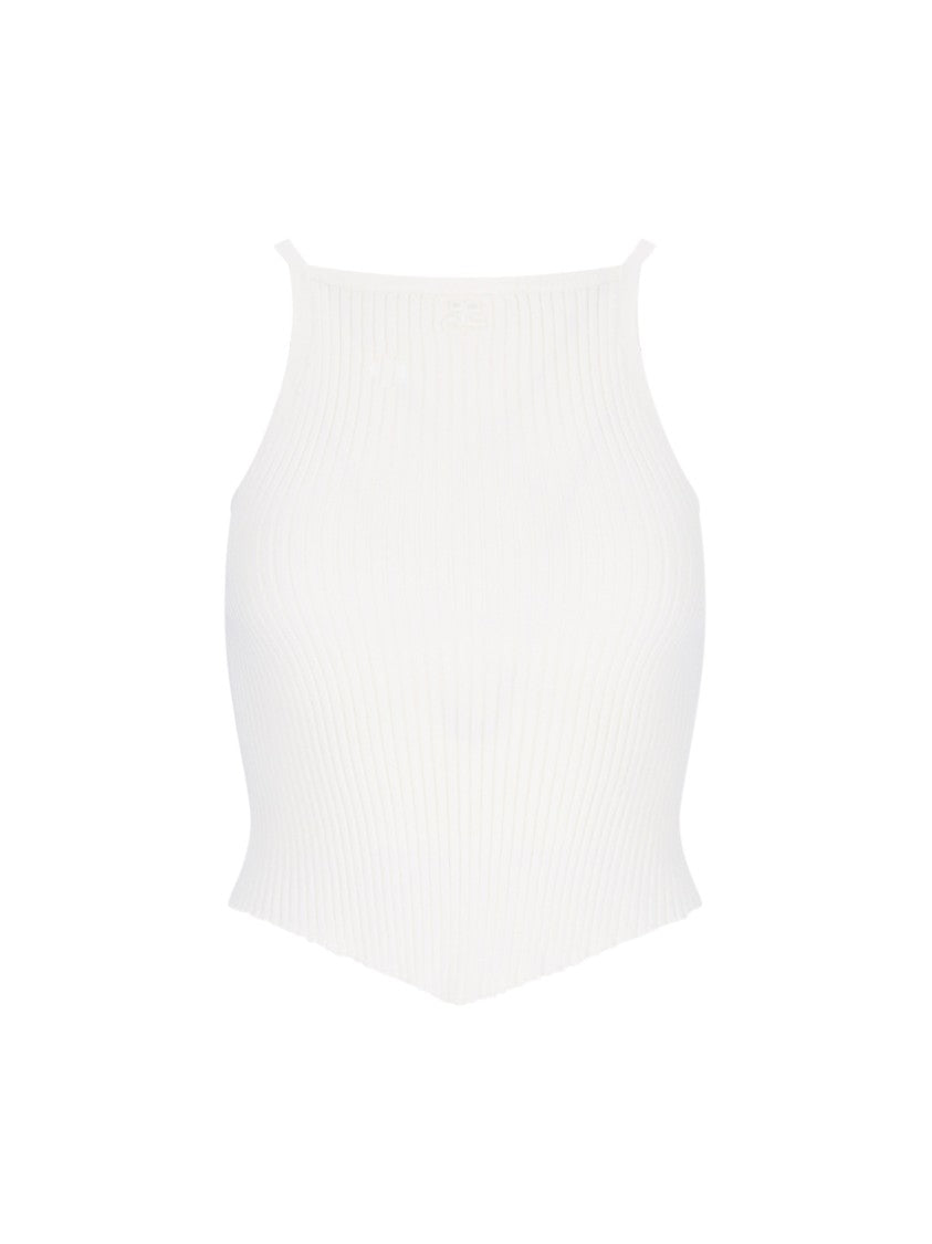 Courrèges Ribbed Knit Top – White