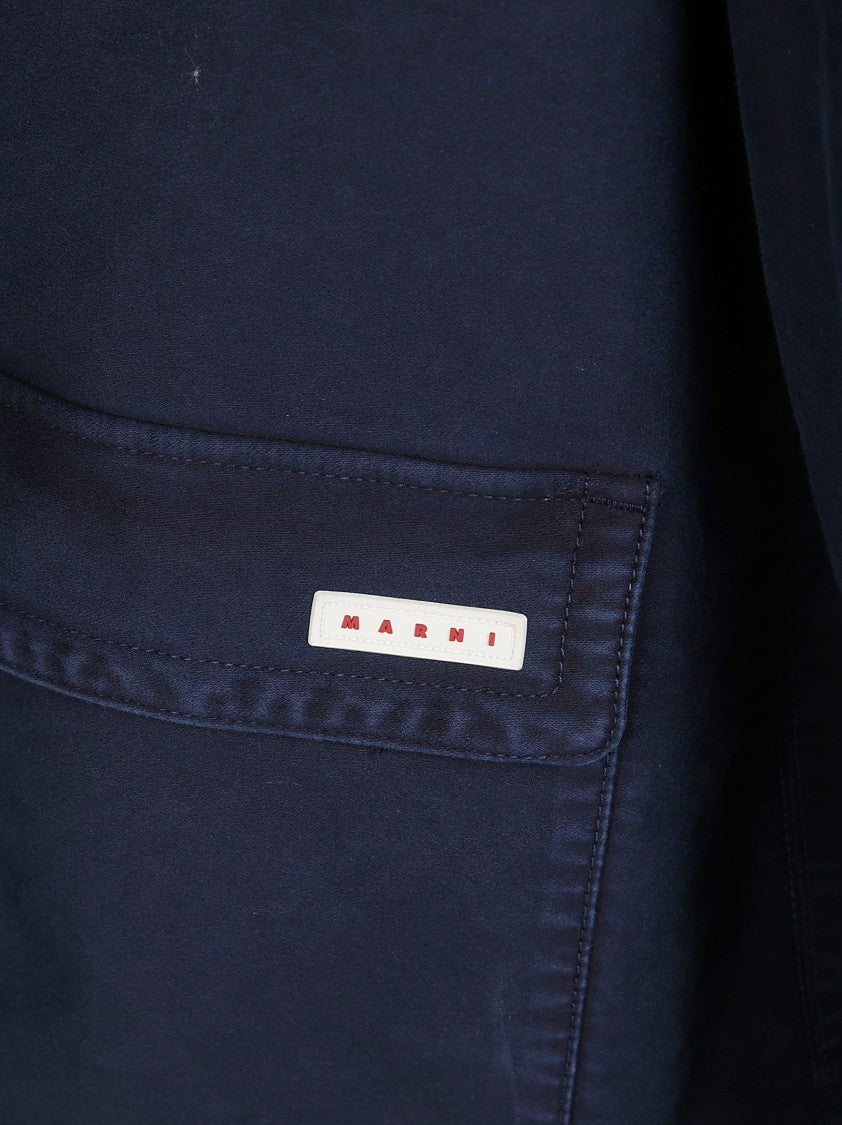 Marni Single-Breasted Coat With Corduroy Collar And Relaxed Fit