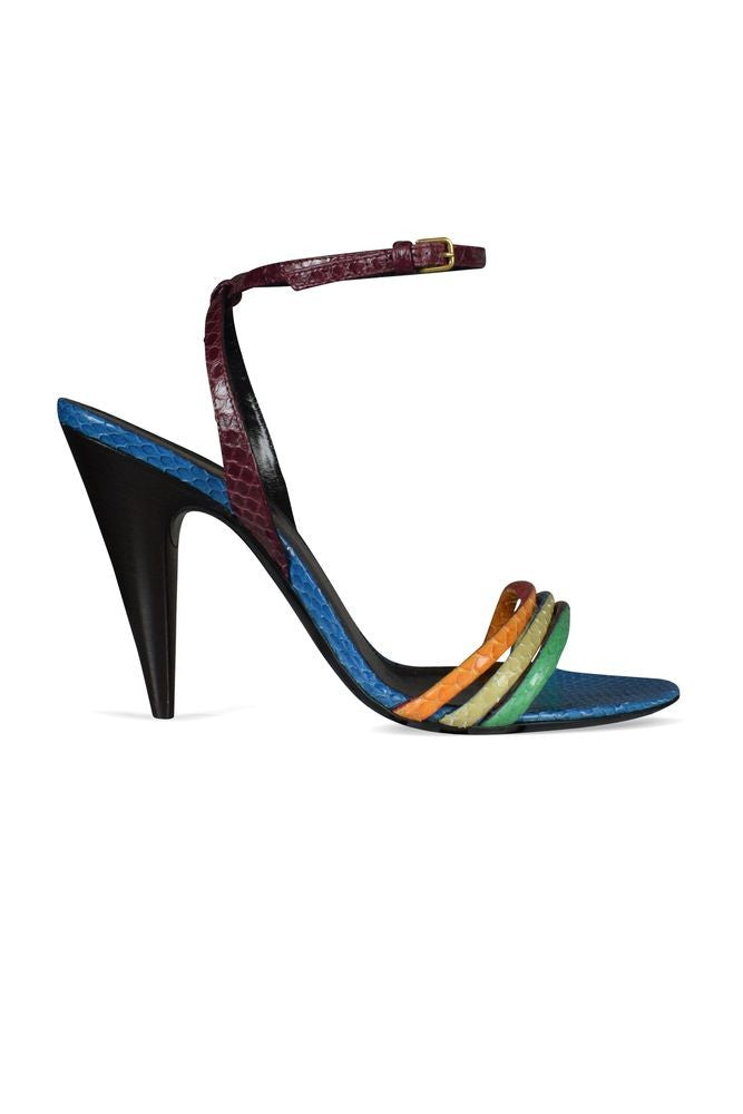 Saint Laurent Multi-Colored Liya Sandals With Crossed Front Straps
