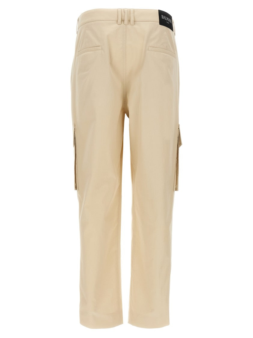 Balmain Cargo Crop Pants With Metal Coin Buttons