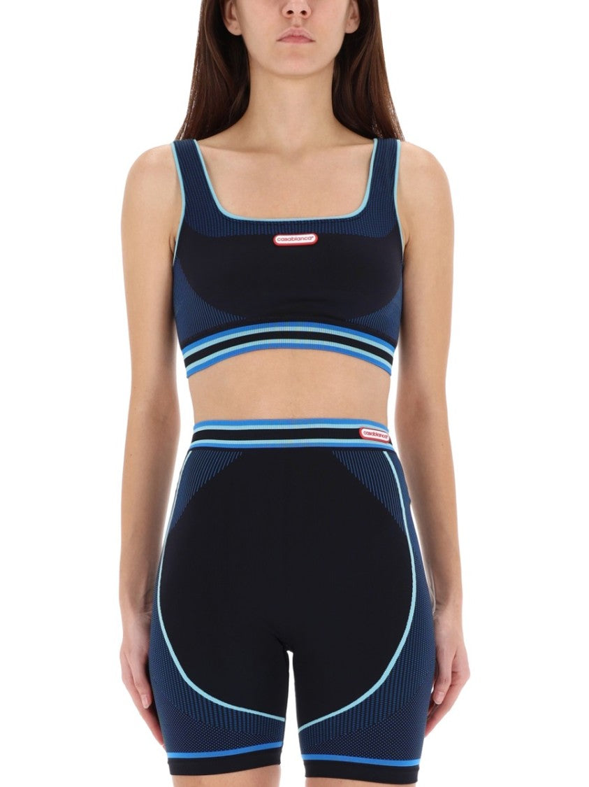 Casablanca Fitted Seamless Bralette With Square Neckline And Ribbed Texture