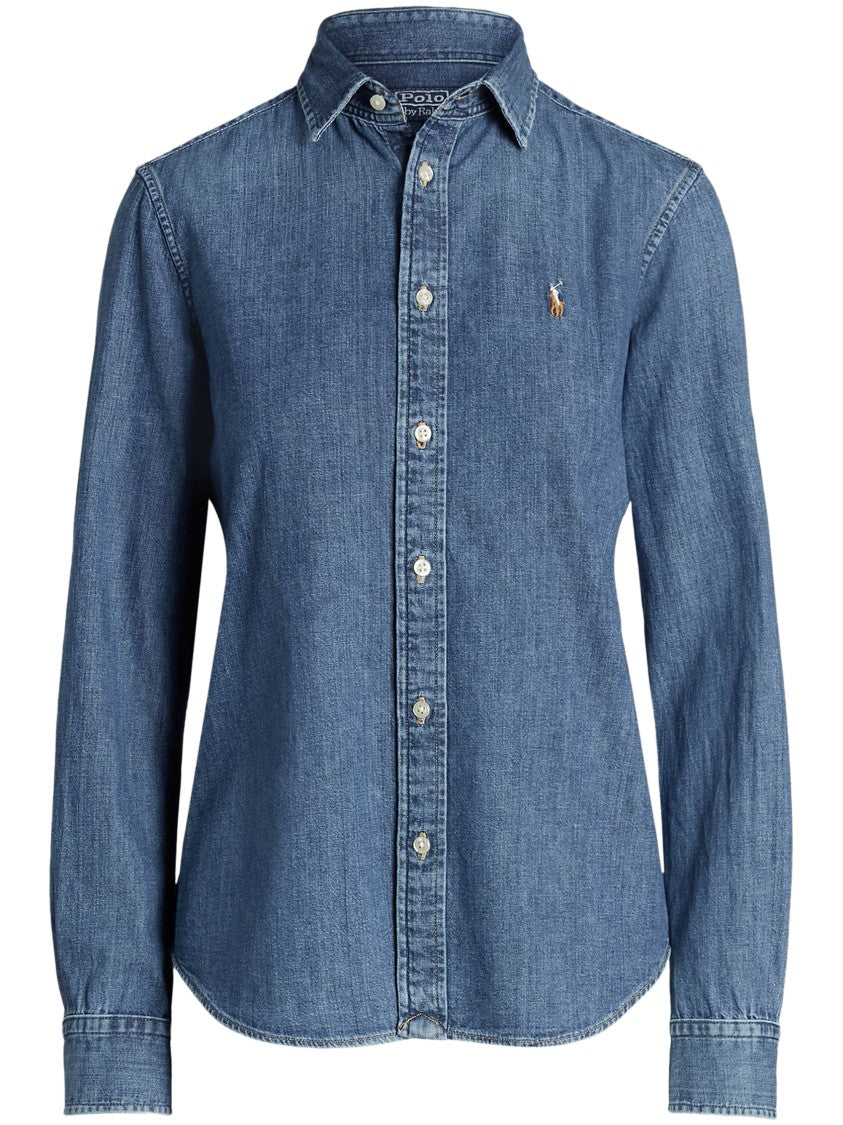 Polo Ralph Lauren Button-Front Denim Shirt With Tailored Fit And Embroidered Logo
