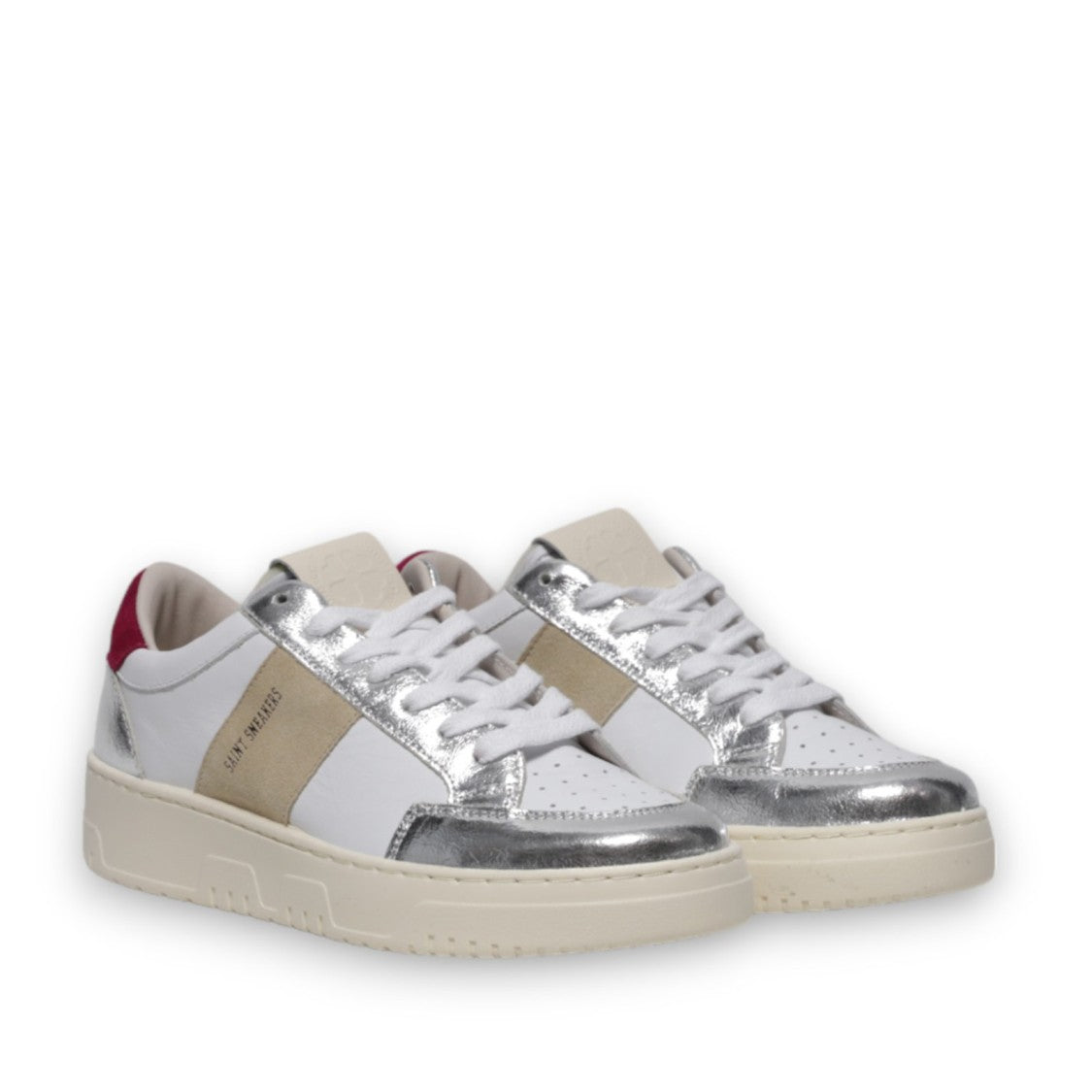 Saint Sneakers White Leather Sneakers With Silver Accents